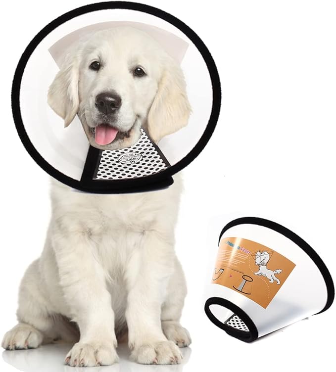 Plastic Pet Recovery Collars & Cones for Dogs and Cats After Surgery Adjustable Dog Neck Cone Surgical Elizabeth E-Collar Prevent Biting and Stop Licking Wound (M)