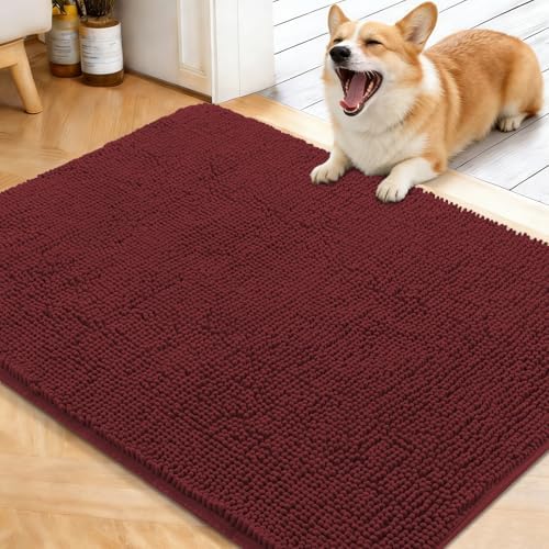 OLANLY Dog Door Mat for Muddy Paws 40x32, Super Absorbent Chenille Mud Mat