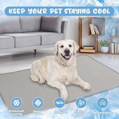 Buvlnee Summer Dog Cooling Mat Washable Ice Silk Self Cool Pad