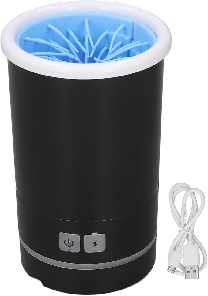 gernie Electric Pet Washer, 2000mAh USB Rechargeable Automatic Dog Washer 2 in 1 Portable Dog Foot Cleaner with Soft Brush for Small Medium Dogs s and Cats