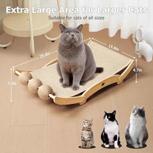 3 in 1 Sisal Cat Scratcher Bed, Solid Pine Cat Scratcher