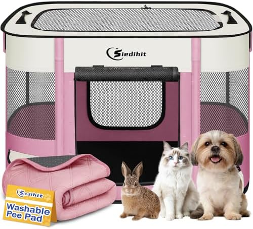 Siedihit 28" Dog Playpen, Cat Puppy Pen, Pet Portable Crate Indoor Outdoor