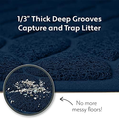 MIGHTY MONKEY Waterproof Cat Litter Box Mat, BPA Free, 24x17 Navy