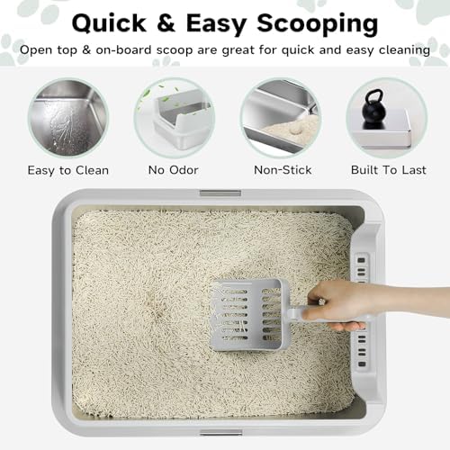 TENTIZON Stainless Steel Cat Litter Box
