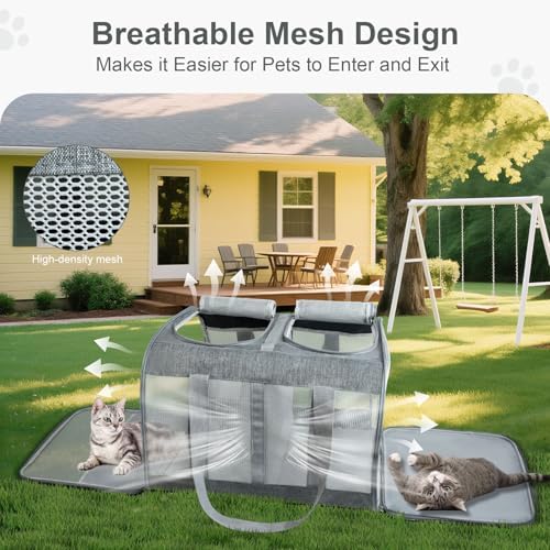 Soft-Sided Cat Carrier for 2 Cats, Breathable Mesh Design, Airline Approved