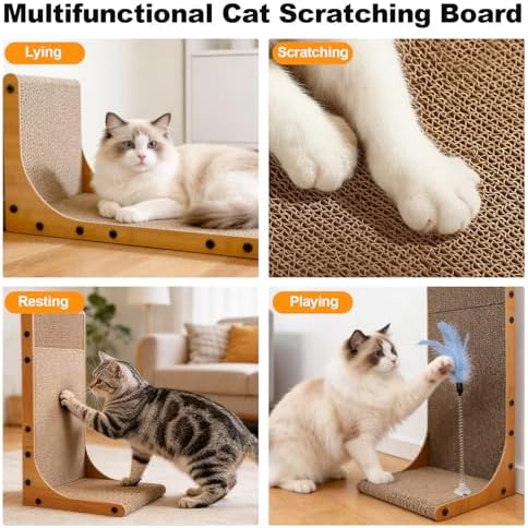 Goosheep 22in L-Shaped Cat Scratcher 2-in1 Scratching Board