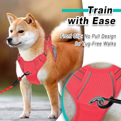BARKBAY Dog Harness for Large Dog No Pull Mesh 2 Clips Dog Vest