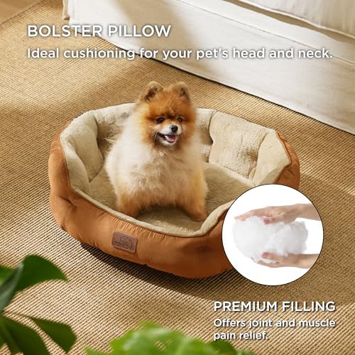 Bedsure Small Dog Bed Washable, Round Cat Beds