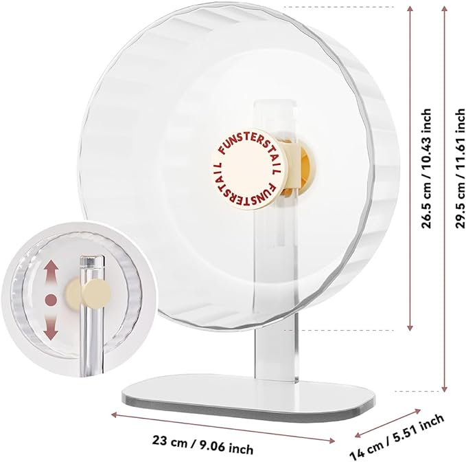 Super Silent Hamster Wheel 10.4 Inch, Magnetic Large Rat Wheel for Chinchilla, Gerbil, Guinea Pig, Cat, Mouse, Sugar Glider and Dwarf, Syrian Hamster Accessories (Cream White)