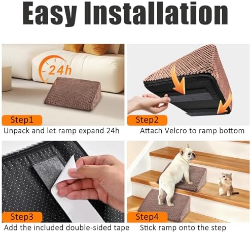 Dog Ramp for Stairs for Small & Senior Dogs and Cats – Non-Slip Stair Wedges