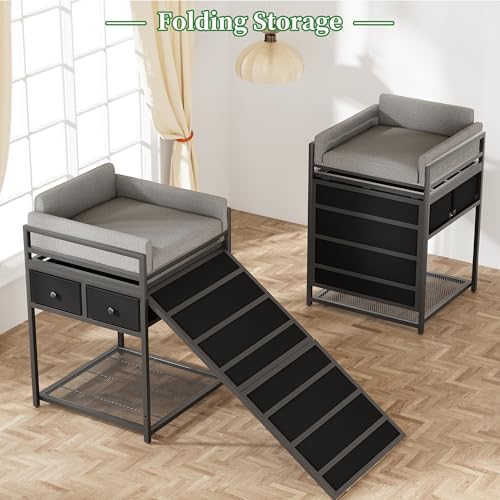kepptory Dog Window Perch & Retractable Stairs and Storage Drawers