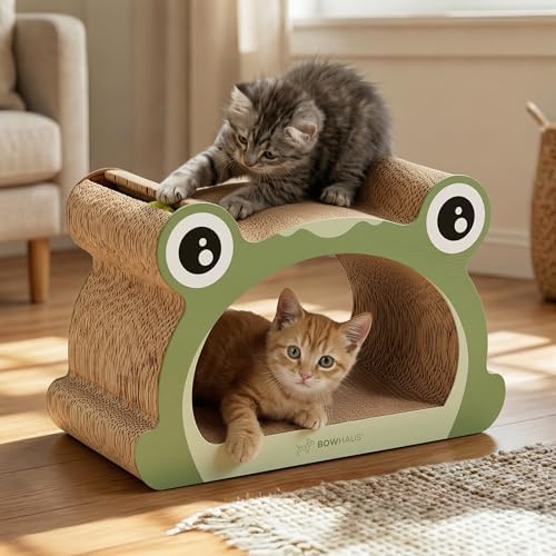 BOWHAUS Frog Style Kitten Scratching Board, Cat Scratcher Lounger