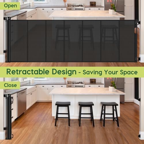 Reinforced 80 Inch Retractable Baby Gate Extra Wide Baby Gate