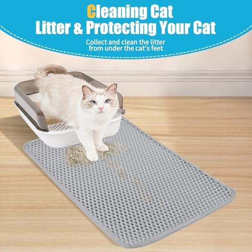 Cat Litter Mat 35"x24", Double Layer Waterproof Litterbox Mat