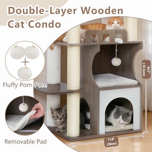 Gitelsnour Modern Cat Tree Tower, 2-Layer Condo & Perch, Big Hammock 102SG