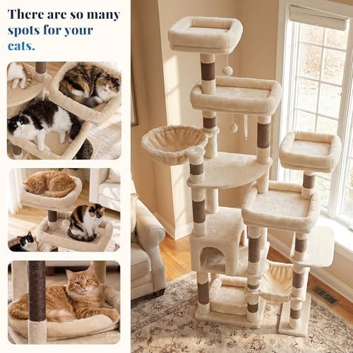 Hey-brother Cat Tree Tower, Wide Base, 5 Platforms