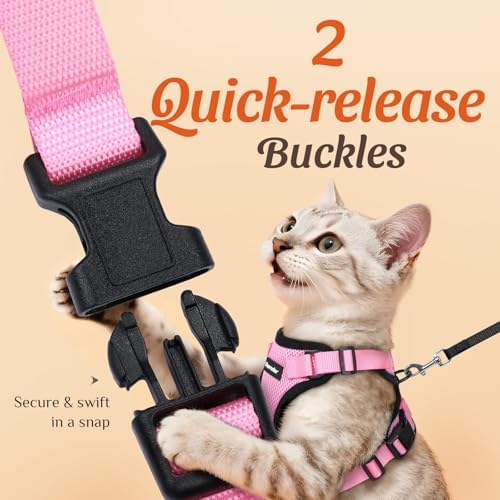 Dooradar Cat Harness and Leash Set, Adjustable and Escape Proof