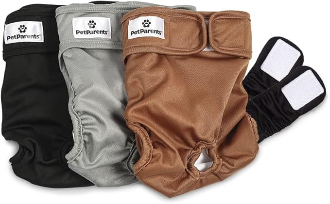 Pet Parents® Washable Dog Diapers (3pack) + Extendrs® of Durable Doggie Diapers, Premium Dog Diapers Female (X-Large, Natural)