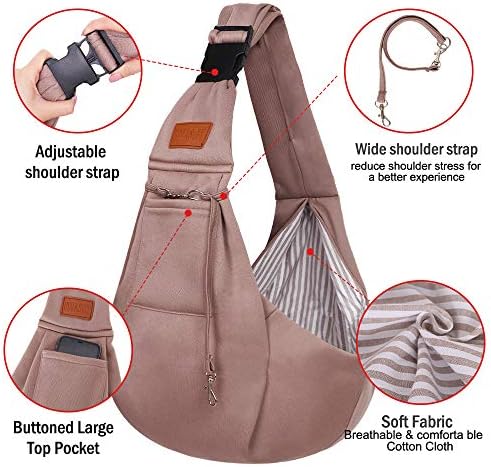 FDJASGY Small Dog Sling Cat Carrier Adjustable Strap Hands Free Reversible Pet