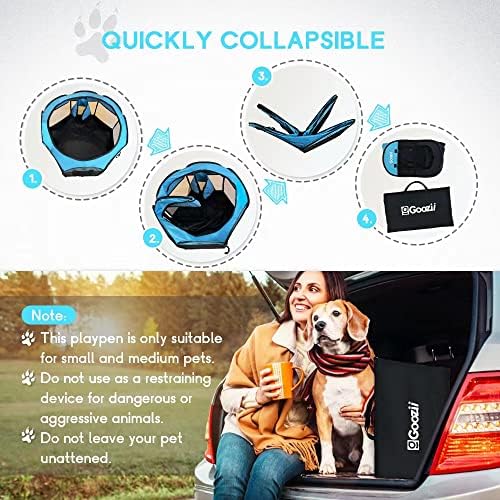 GOOZII Dog Playpen Portable Collapsible, Indoor Outdoor Pet Puppy Exercise