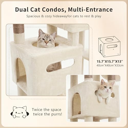 Heybly Cat Tree, 74.8'' Spacious & Tall Cat Tower