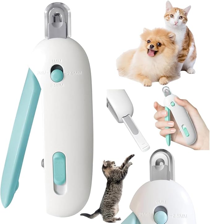 Adjustable Aperture Pet Blue Nail Clippers, Cat and Puppy Nail Trimmer with Grinding Nail File, Recommended by Pet Groomers, Safe to Avoid Over-Trimming, Professional Pet Nail Clippers for Beginners