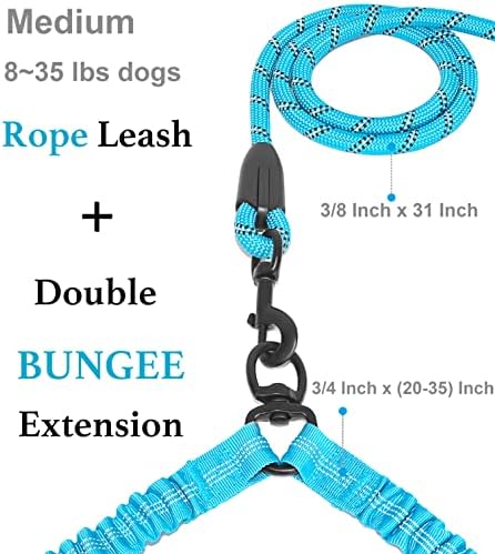 iYoShop Double Dog Leash, 360° Swivel, No Tangle, 8-35 lbs