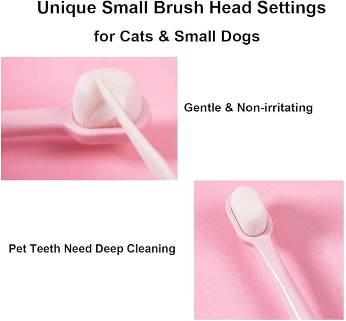 Extra Soft Small Dog Toothbrush Kit, Cat Dental Toothbrush Silicone, Easy to Handle Teeth Cleaning Head, Pet Deep Clean Dense Brush, Safe and Effective Oral Care, Brush Away Breath, 2 Pack