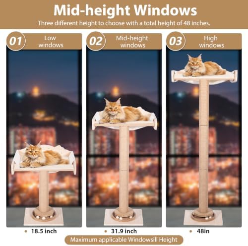 Fantasreen Window Perch Cat Hammock Tree 48",