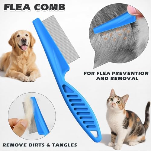 3PCS Pet Grooming Rake & Metal Comb & Flea Comb