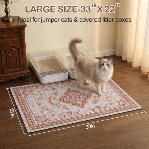 Glittme Cat Litter Mat 33"x22" Non-Slip Washable Trapping Mat