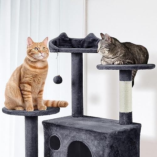 Yaheetech 80in XL Multi-Level Cat Tree, Double Caves, Sisal Posts