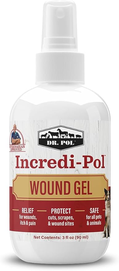 Dr. Pol Incredi-Pol Wound Gel Spray for Dogs, Cats, and All Animals - Dog Wound Care Gel to Relieve Itch and Pain - Protects Wounds, Scrapes, and Incisions - 3 Fluid Ounces