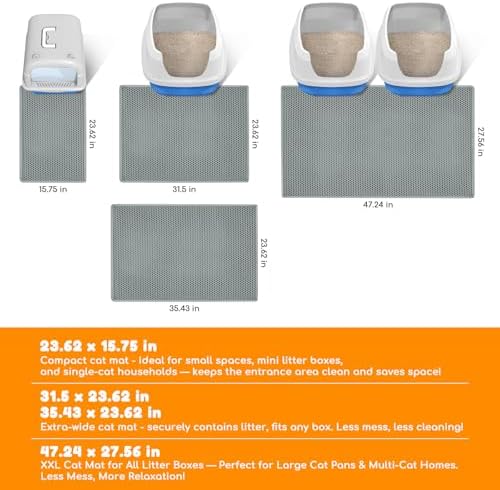 Cat Litter Mat 31"x24", Double Layer EVA Litterbox Mat Dark Gray