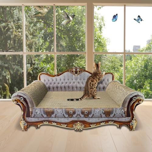 Luxury Couch Shaped Cardboard Cat Scratcher Sofa Bed, Cat Scratching Board