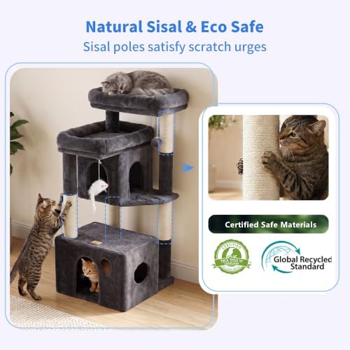 Heybly 34.6" Cat Tree Anti-Tipping Floor Cat Condo