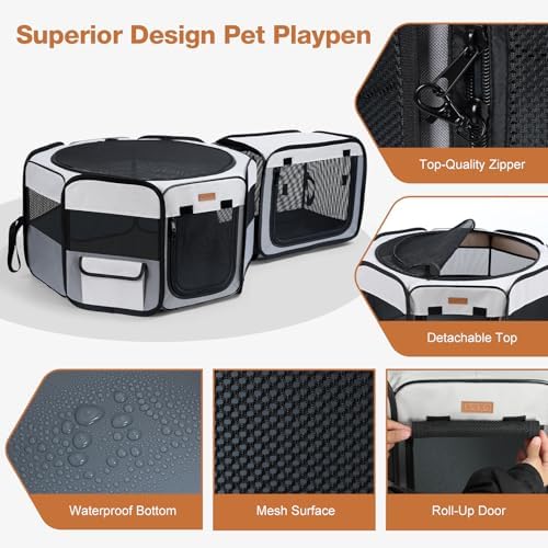 Lekereise Portable Cat Playpen, 2-in-1 Dog Playpen Indoor Outdoor