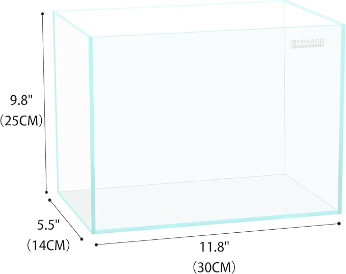 2.5 Gallon Rimless Aquarium Tank, Ultra Clear Low Iron Nano Fish Tank for Betta Shrimp, L11.8×W5.5×H9.8 Glass Thickness 5mm with EVA Foam Leveling Mat