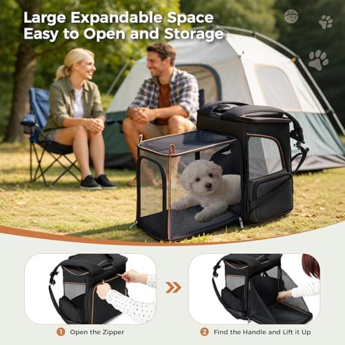 Lekereise Large Cat Backpack Carrier Expandable Pet Carrier Backpack
