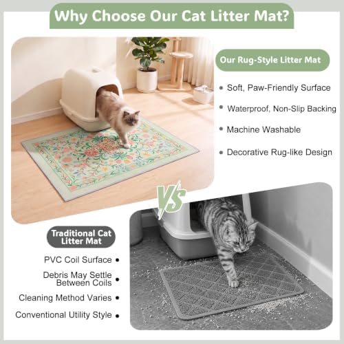 Bienbee Cat Litter Mat, 2 Pack 28" x 20" Machine Washable