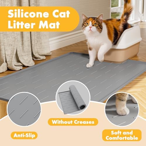 Pieviev Extra Large Silicone Litter Box Mat