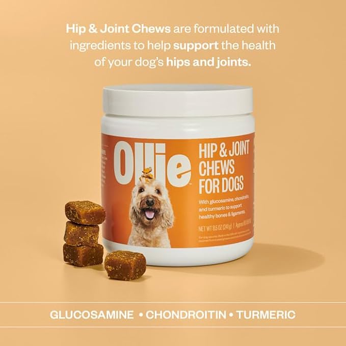 Ollie Zoomies Dog Hip and Joint Supplement - Glucosamine and Glucosamine Chondroitin for Inflimation Relief, 60 Count Appx.