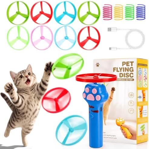 BABORUI Cat Toy Disc Launcher, Rechargeable Interactive Cat Fetch Toy Launcher