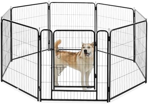 NEWBULIG Dog Playpen Indoor 8 Panels 32 Inch, Outdoor Metal Dog Fence Pen