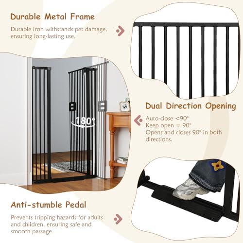 55'' Extra Tall Cat Gate, 34.2"-38.2" Wide Auto Close Tall Pet Gate