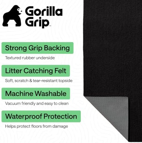 GORILLA GRIP Cat Litter Box Mat, Soft Felt Scatter Catcher
