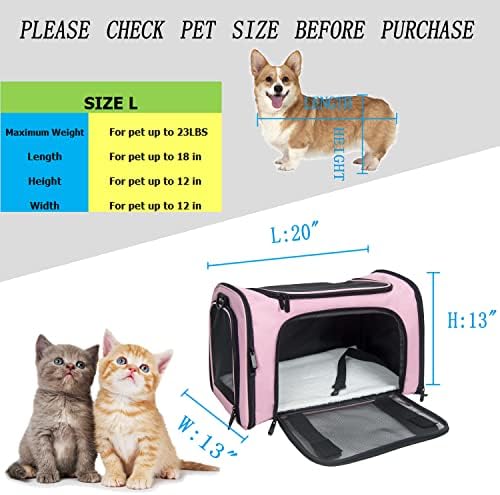Soft Sided Carrier for Small Medium Cats Dogs, Removable Pad Collapsible Travel