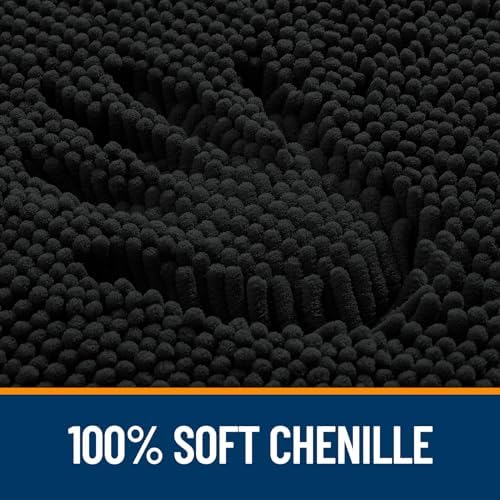 OLANLY Black Bathroom Rug 30x20, Extra Soft Absorbent Chenille Bath Rugs