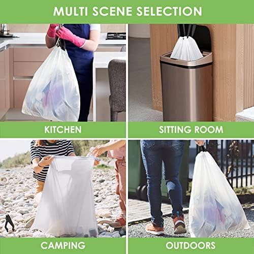 Teivio 8 Gallon 207 Counts Strong Drawstring Trash Bags Garbage Bags, Medium