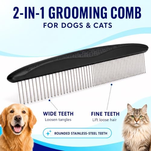 Pat Your Pet Deshedding Brush & Metal Comb Grooming Combo